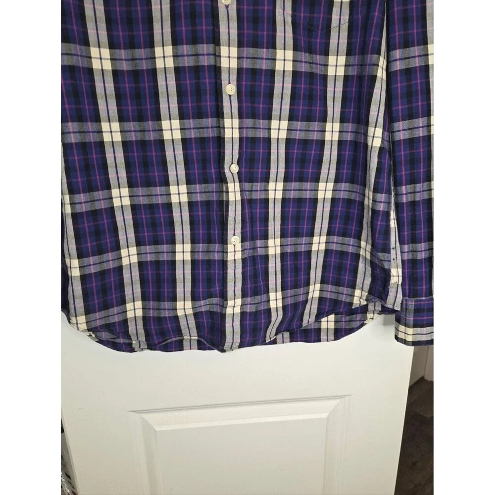 J. Crew Shirting's Men's Washed Tartan Plaid Long Sleeve Button Down Shirt